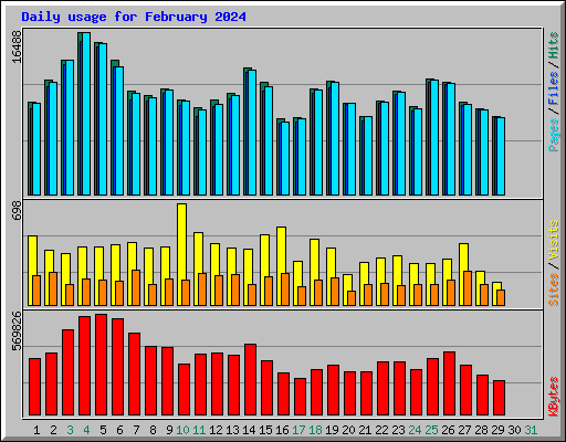 Daily usage for February 2024
