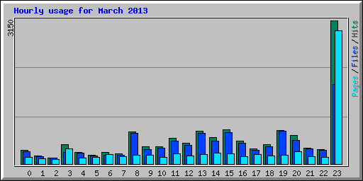 Hourly usage for March 2013