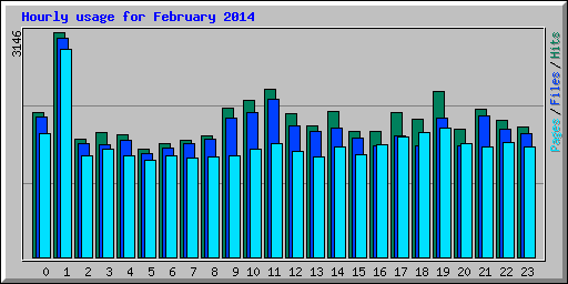 Hourly usage for February 2014